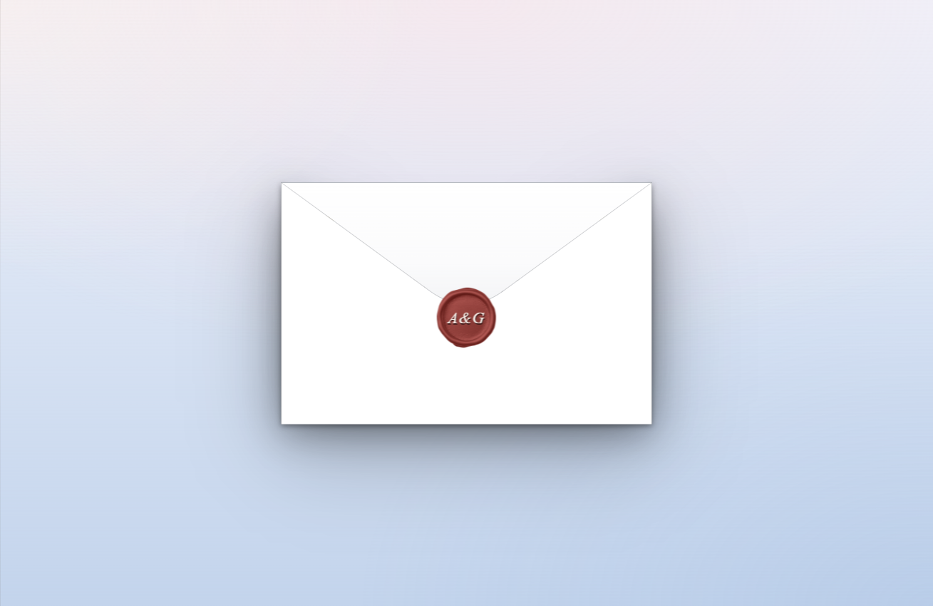 A guest's view: their sealed envelope, wax seal unbroken